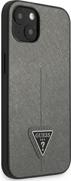 Guess GUHCP13SPSATLG Apple iPhone 13 mini silver hardcase Saffiano Triangle Logo