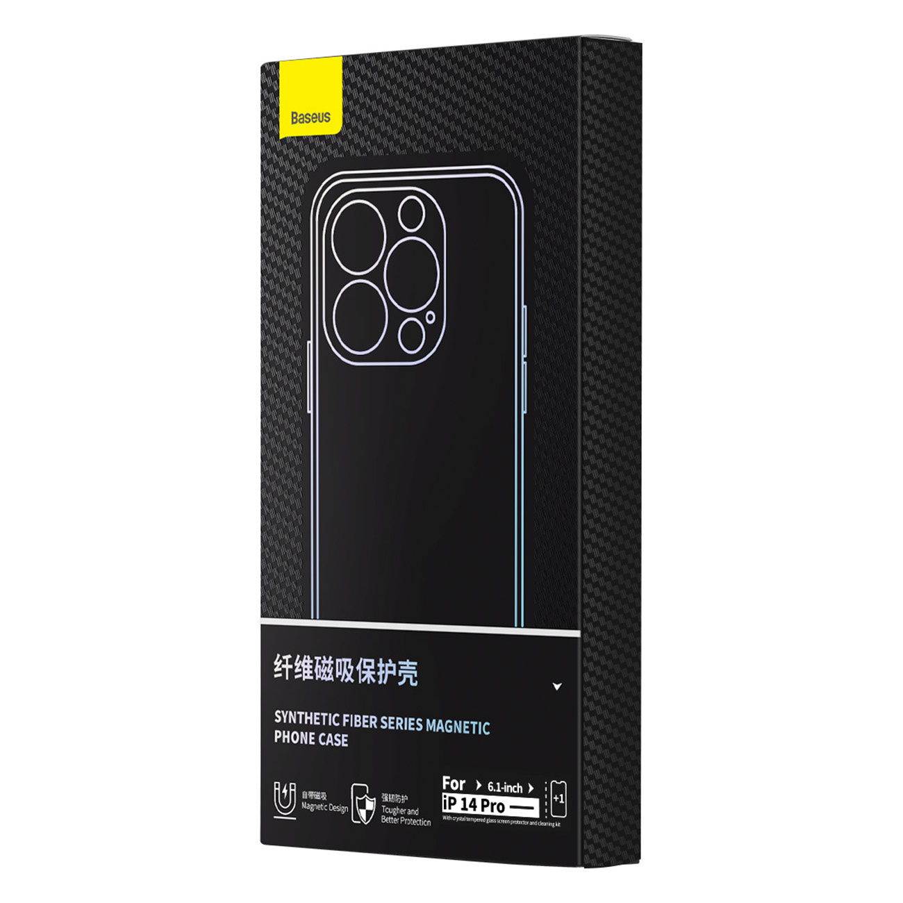 Baseus Synthetic Fiber MagSafe Case + Glass Apple iPhone 14 Pro Max black