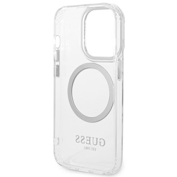 Guess GUHMP14LHTRMS Apple iPhone 14 Pro silver hard case Metal Outline Magsafe