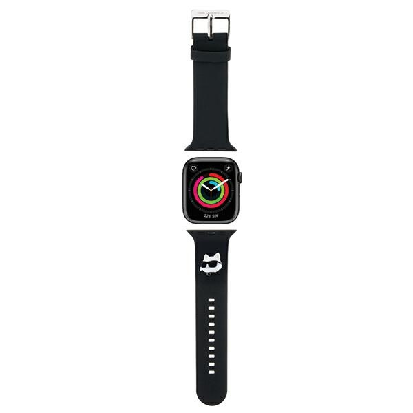 Karl Lagerfeld KLAWMSLCNK Apple Watch 4/5/6/7/SE/8/9 40/41mm strap 3D Rubber Choupette Heads black