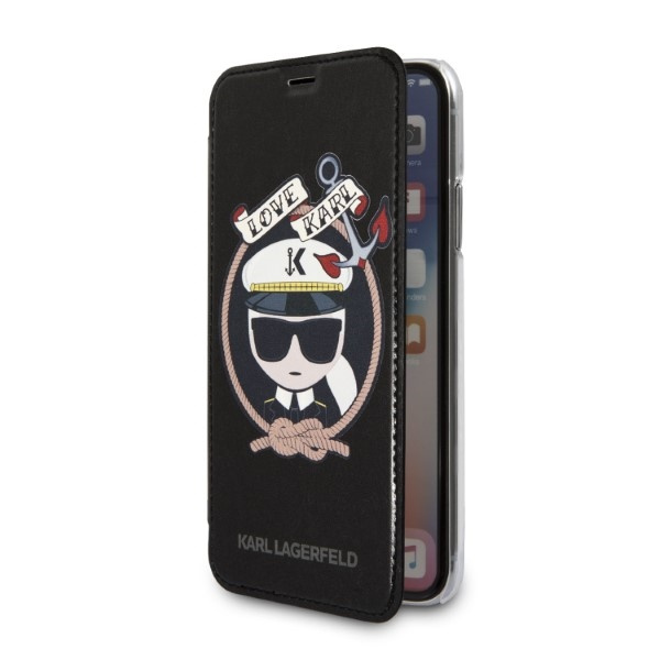 Karl Lagerfeld KLFLBKPXKSB Apple iPhone XS/X black bookcase Signature Glitter