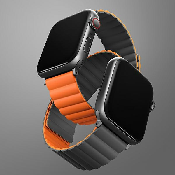 UNIQ Revix strap Apple Watch 4/5/6/7/SE/8/9/Ultra 44/45/49mm Reversible Magnetic grey-orange