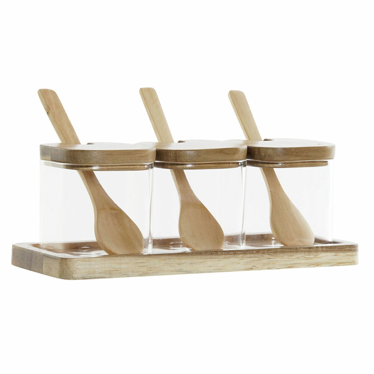 3 Tubs DKD Home Decor 20,5 x 8 x 1,5 cm Natural Transparent 150 ml Borosilicate Glass