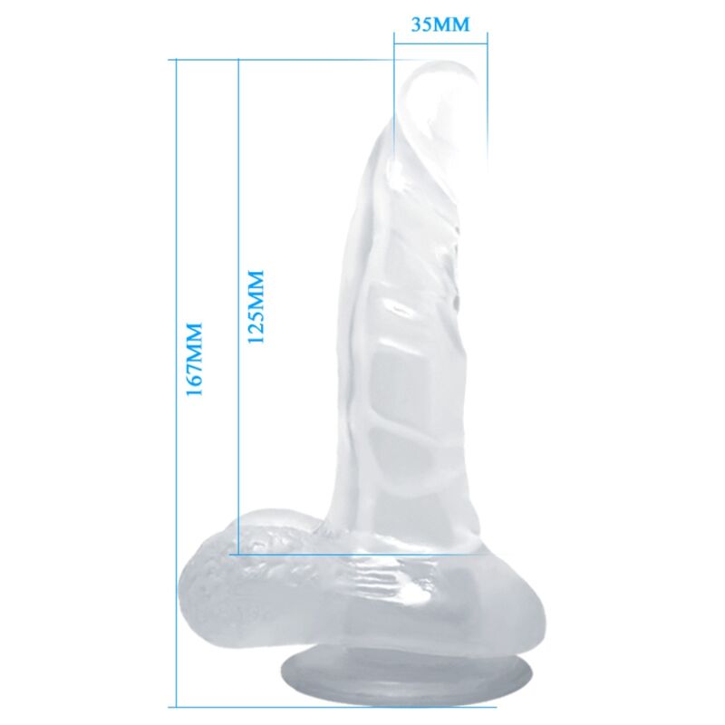 BAILE -  DILDO REALISTIC SUCTION CUP AND TESTICLES 16.7 CM - CLEAR