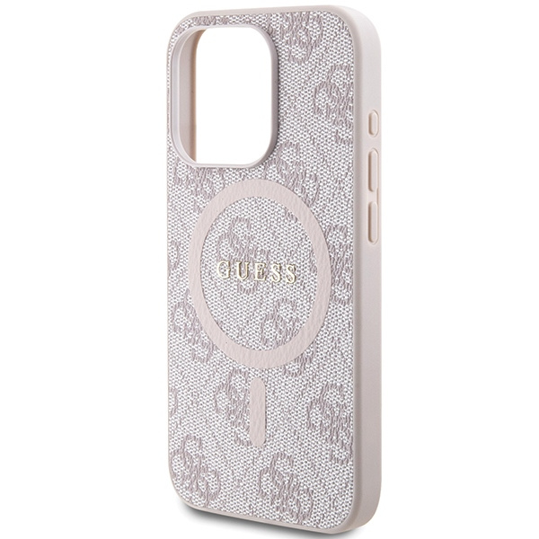 Guess GUHMP15LG4GFRP Apple iPhone 15 Pro hardcase 4G Collection Leather Metal Logo MagSafe pink