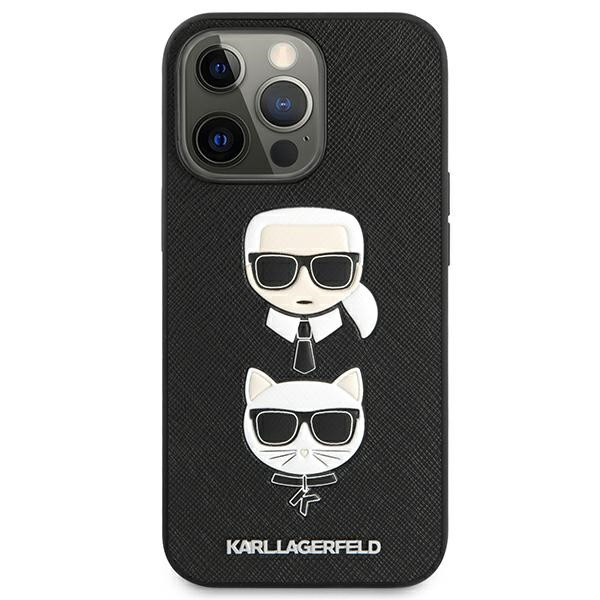 Karl Lagerfeld KLHCP13LSAKICKCBK Apple iPhone 13 Pro black book Saffiano Karl & Choupette