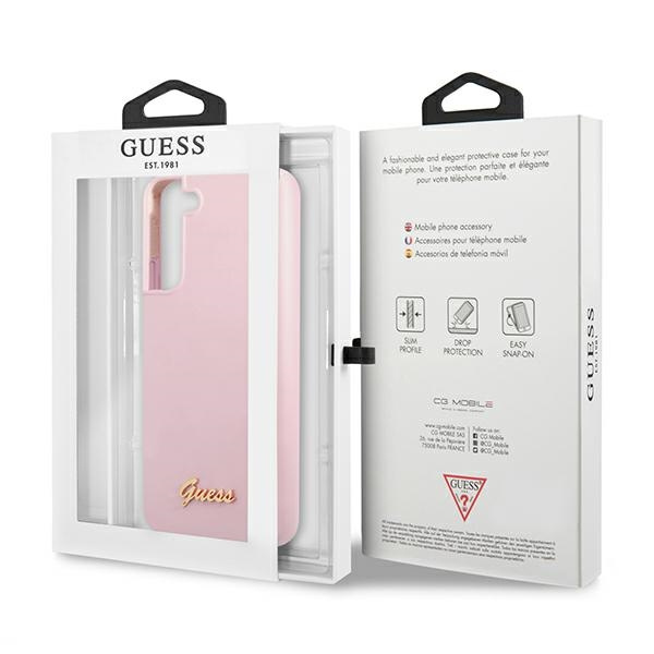 Guess GUHCS22MLSLMGLA Samsung Galaxy S22+ Plus lavender hardcase Silicone Script Metal Logo