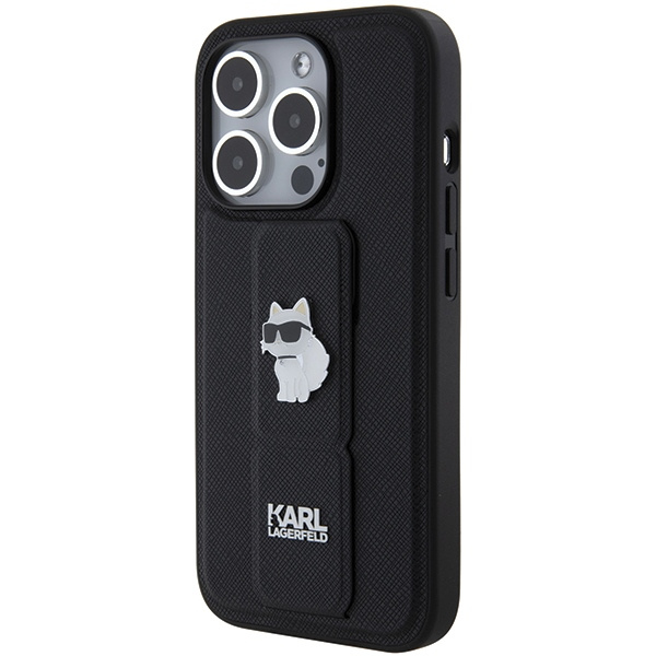 Karl Lagerfeld KLHCP14XGSACHPK Apple iPhone 14 Pro Max hardcase Gripstand Saffiano Choupette Pins black
