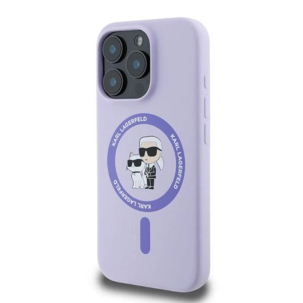Case Karl Lagerfeld KLHMP16LSCMKCRHU Apple iPhone 16 Pro hardcase Silicone Karl&Choupette Heads Ring MagSafe purple