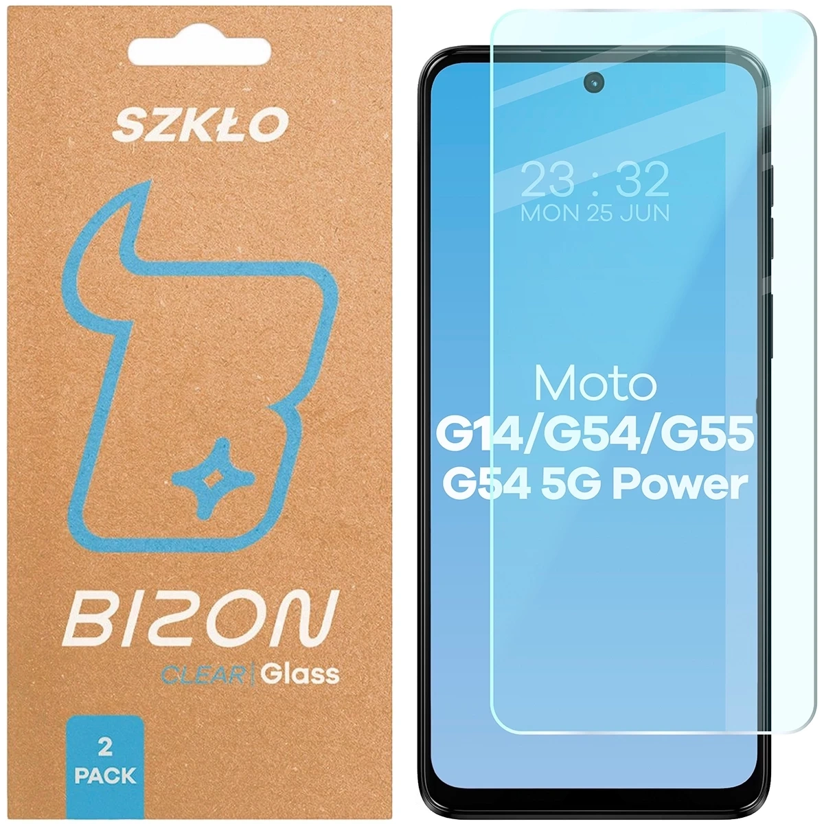 Szkło hartowane Bizon Glass Clear Duo do Motorola Moto G14 4G / G54 5G / G54 Power 5G / G55 5G [2 PACK]