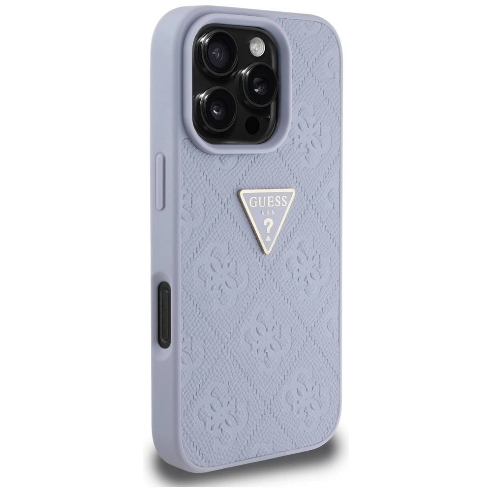 Guess Hot Stamp 4G Pattern Triangle Metal Logo Apple iPhone 16 Pro purple