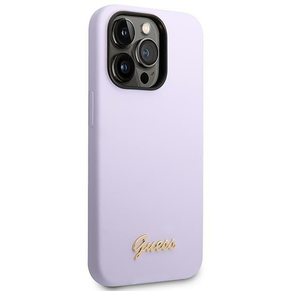 Guess GUHCP14XSLSMU Apple iPhone 14 Pro Max purple hard case Silicone Vintage Gold Logo