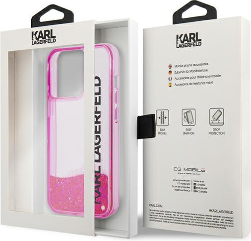 Karl Lagerfeld KLHCP14LLCKVF Apple iPhone 14 Pro pink hardcase Liquid Glitter Elong