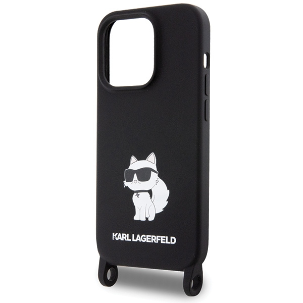 Karl Lagerfeld KLHCP15XSCBSCNK Apple iPhone 15 Pro Max hardcase Crossbody Silicone Choupette black
