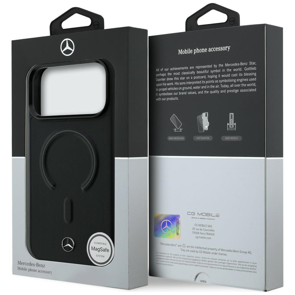 Etui Mercedes Leather 3D MagSafe do Apple iPhone 17 Pro czarny