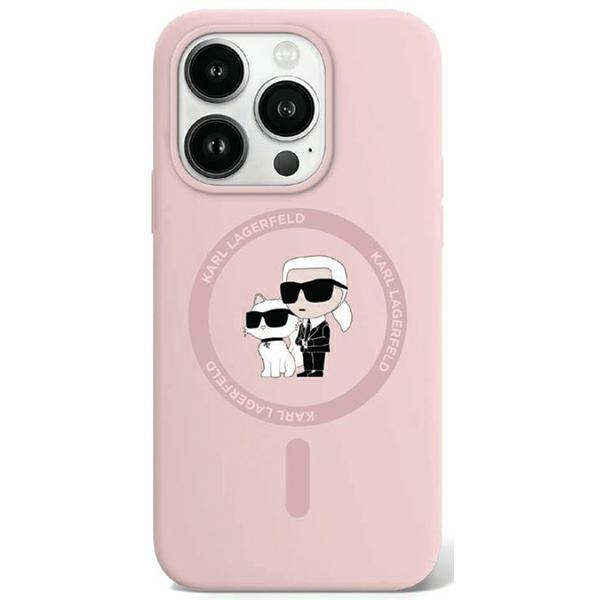 Karl Lagerfeld KLHMP15LSCMKCRHP Apple iPhone 15 Pro hardcase Silicone Karl & Choupette MagSafe pink
