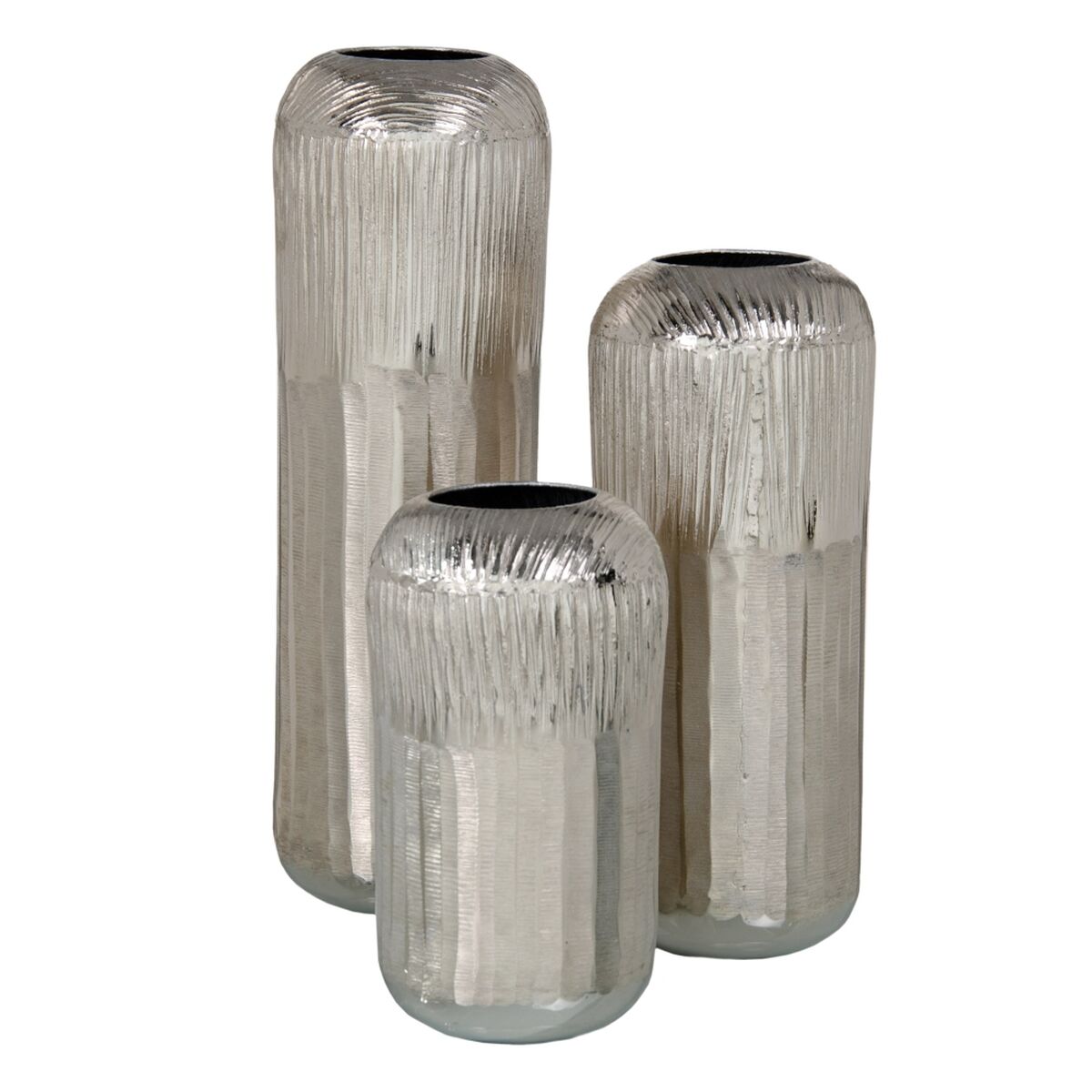 Vase 15 x 15 x 48 cm Silber Aluminium