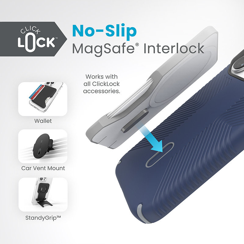 Speck Presidio2 Grip ClickLock & MagSafe Apple iPhone 15 Pro (Coastal Blue/Dust Grey)