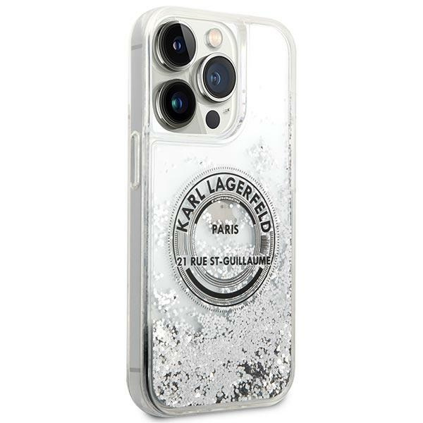 Karl Lagerfeld KLHCP14LLCRSGRS Apple iPhone 14 Pro silver hardcase Liquid Glitter RSG