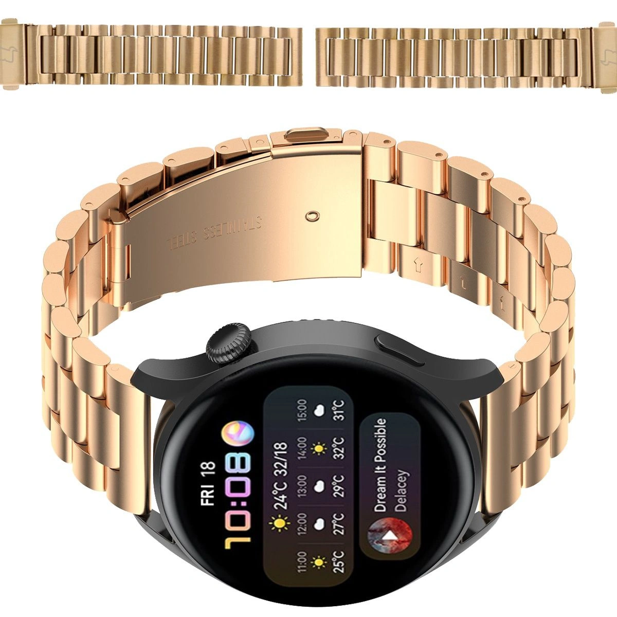 Bizon Strap Watch Aura Smartwatch 18 mm różowozłoty