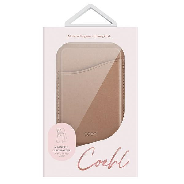 UNIQ Coehl Esme MagSafe magnetic wallet with mirror and stand dusty nude