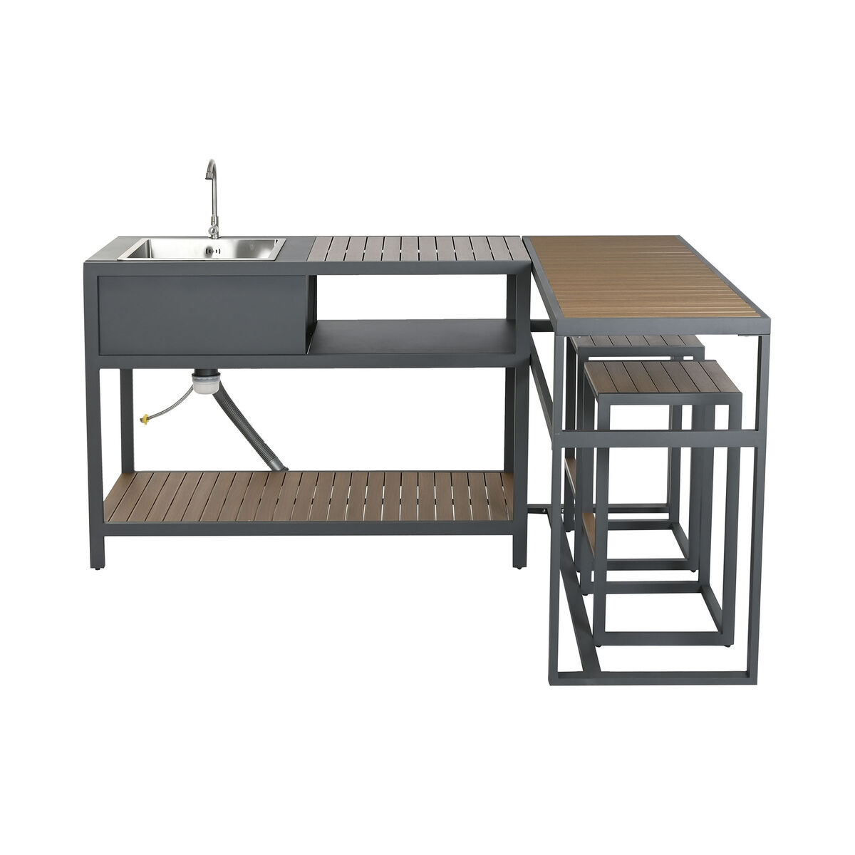 Kitchen furniture Home ESPRIT Grey Natural 127 x 100 x 90 cm 127 x 100 x 95 cm Kitchen furniture Home ESPRIT Grey Natural 127 x 100 x 90 cm 127 x 100 x 95 cm