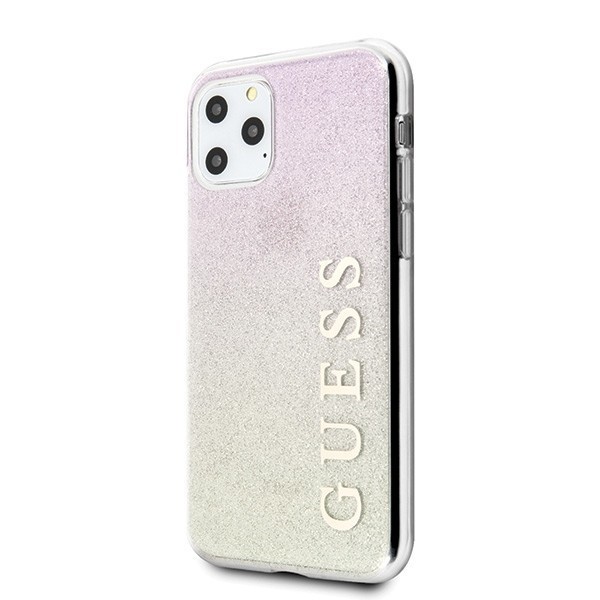 Guess GUHCN65PCUGLGPI iPhone 11 Pro Max gold pink hard case Gradient Glitter