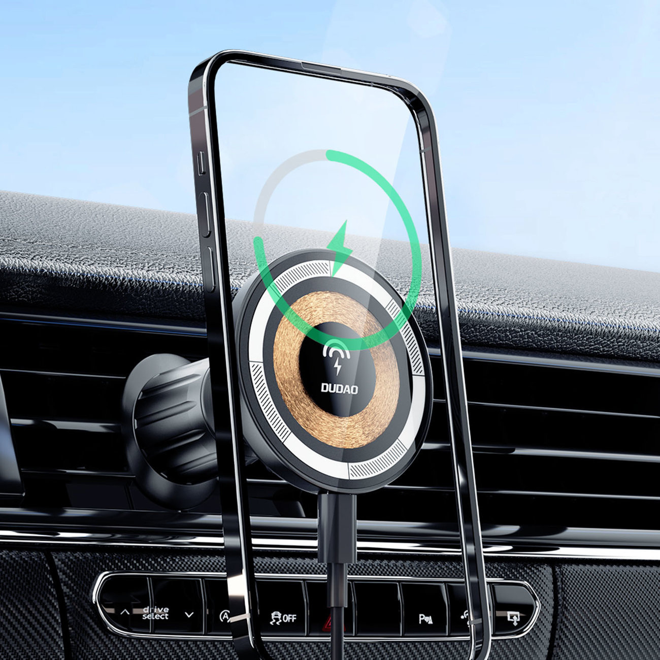 Dudao F12MAX magnetic car holder with MagSafe 15W inductive charger mount air vent black