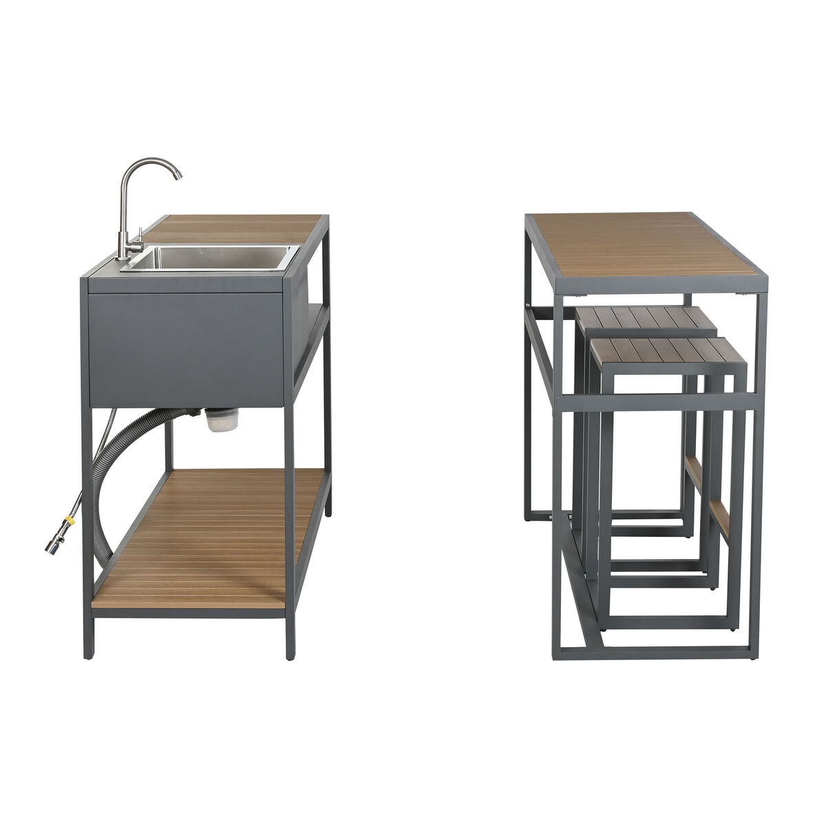 Kitchen furniture Home ESPRIT Grey Natural 127 x 100 x 90 cm 127 x 100 x 95 cm Kitchen furniture Home ESPRIT Grey Natural 127 x 100 x 90 cm 127 x 100 x 95 cm