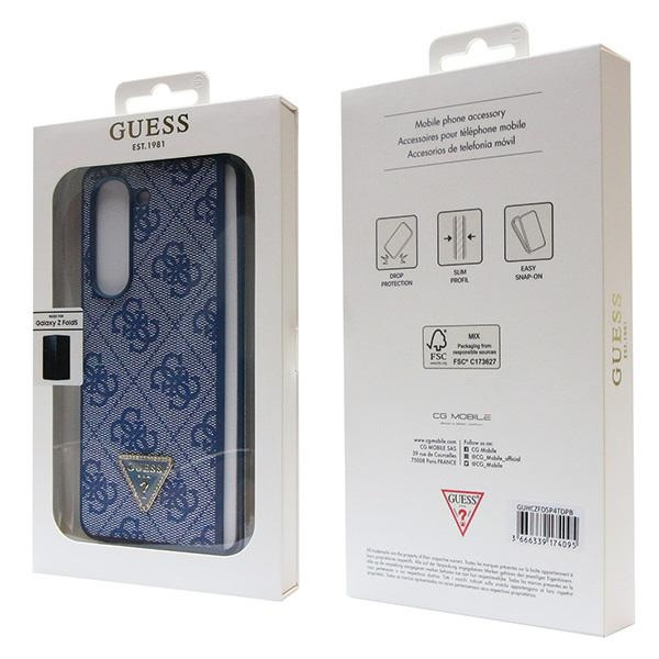 Guess GUHCZFD5P4TDPB Samsung Galaxy Z Fold 5 hardcase Leather 4G Triangle Strass blue