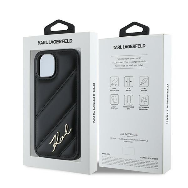 Karl Lagerfeld KLHCP15MPQDSMGK Apple iPhone 15 Plus / 14 Plus hardcase Diagonal Quilted Script black
