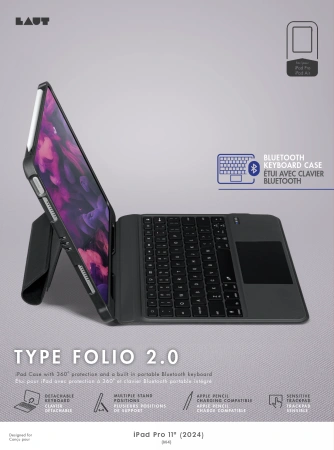 Laut Type Folio 2 Bluetooth Keyboard Apple iPad Pro 11" 2024 (5 gen) (black)