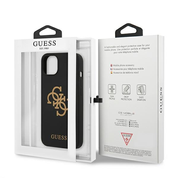 Guess GUHCP13SLS4GGBK Apple iPhone 13 mini black hard case Silicone 4G Logo