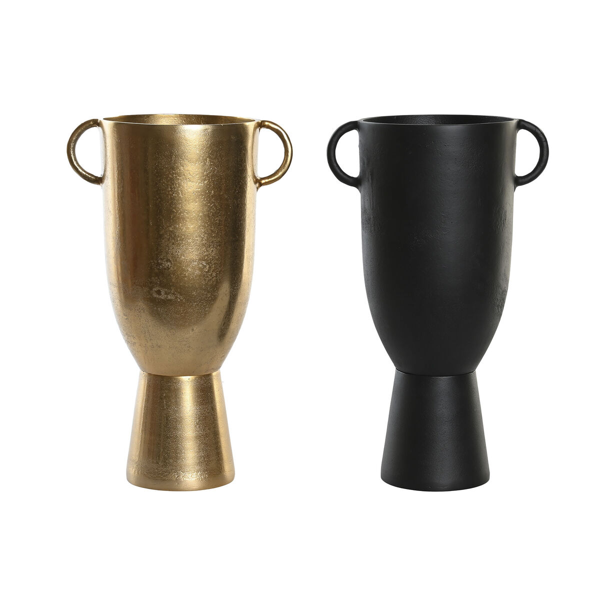 Vase DKD Home Decor 25 x 18 x 41 cm Schwarz Gold Aluminium Moderne (2 Stück)