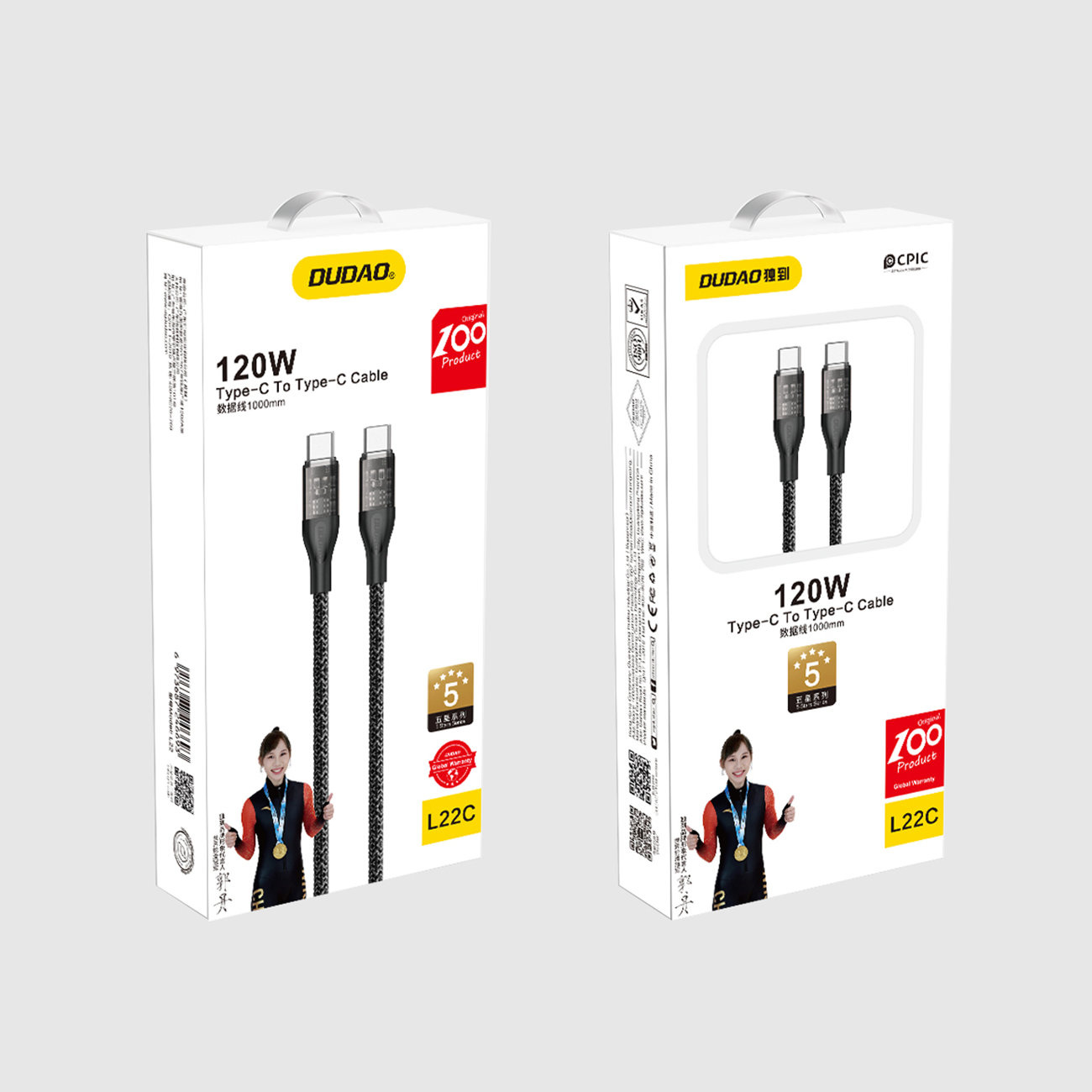 Dudao L22C USB-C/USB-C Cable 120W 1m gray
