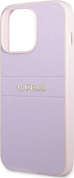 Guess GUHCP13LPSASBPU Apple iPhone 13 Pro purple Saffiano Hot Stamp & Metal Logo