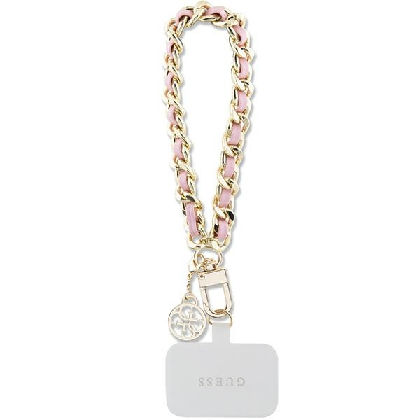 Guess GUOUCHSAMC4P Universal Hand Strap pink Saffiano Chain 4G Charm
