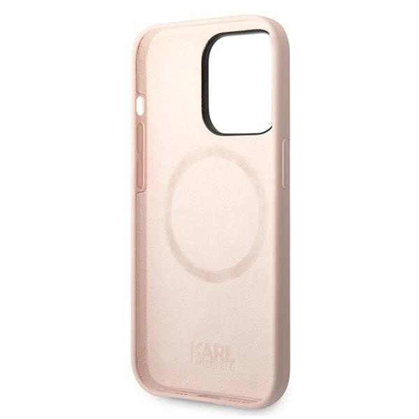 Karl Lagerfeld KLHMP14XSLKHLP Apple iPhone 14 Pro Max hardcase light pink Silicone Karl`s Head Magsafe