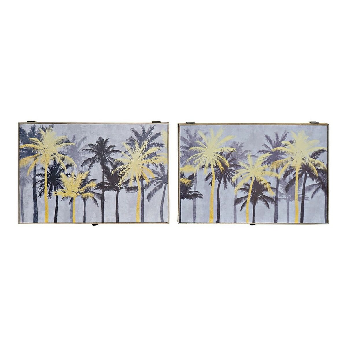 Cover DKD Home Decor 8424001698615 Palms Counter 46,5 x 6 x 31 cm Black Golden 2 Units MDF Wood