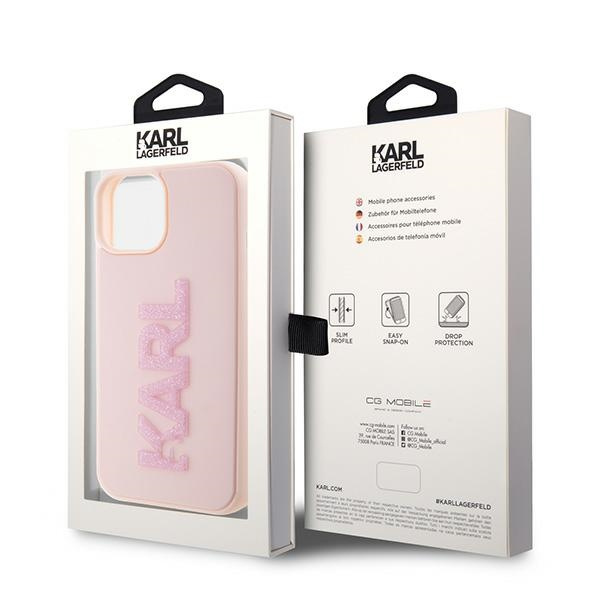 Karl Lagerfeld KLHCP15S3DMBKCP Apple iPhone 15 hardcase 3D Rubber Glitter Logo pink