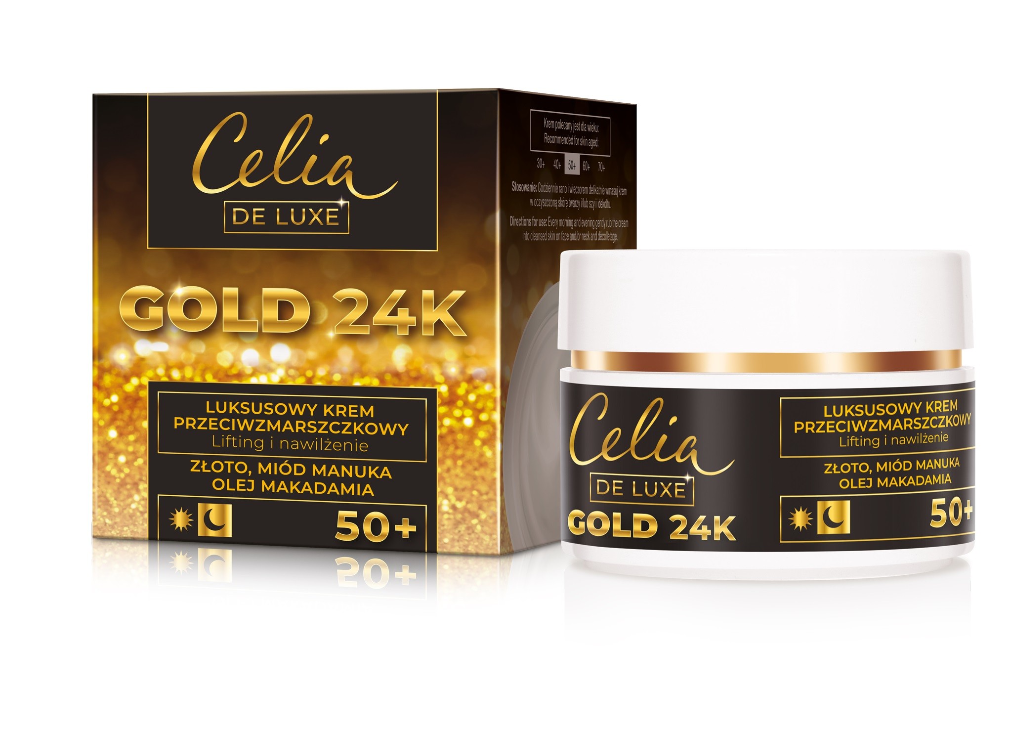 Celia Gold 24K Luksusowy Krem przeciwzmarszczkowy 50+ - lifting i nawilżenie 50ml