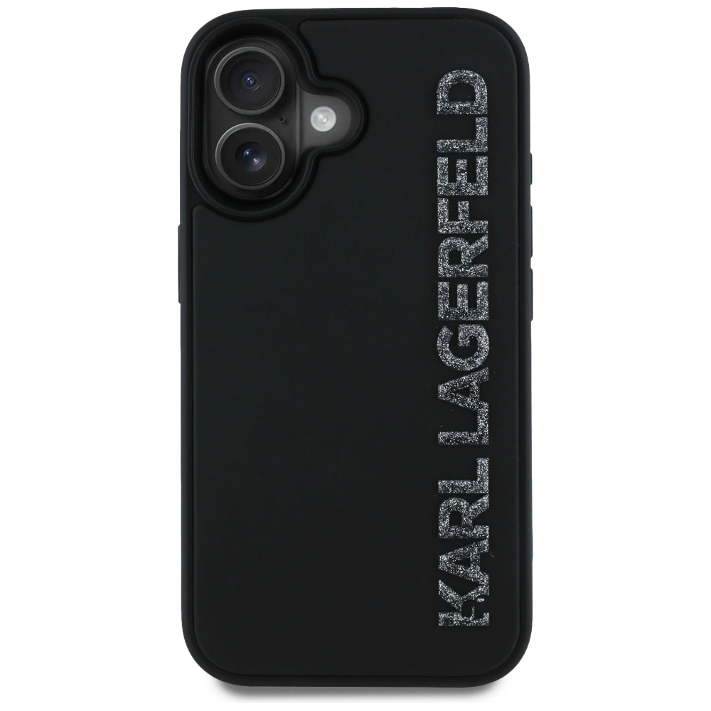 Karl Lagerfeld HC 3D Rubber Elongated Glitter Apple iPhone 16 black