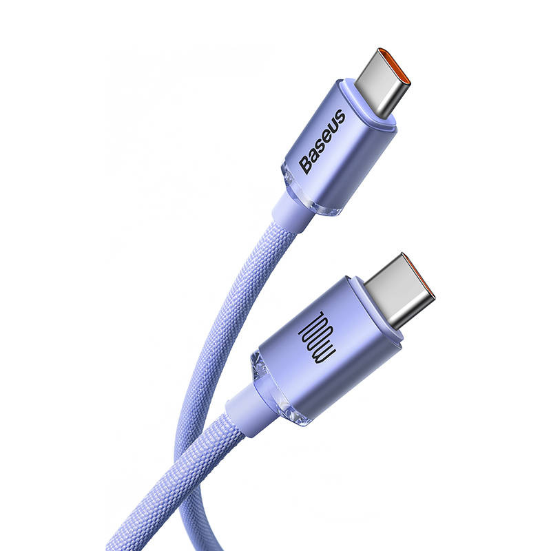 Baseus Crystal cable USB-C to USB-C, 100W, 2m (purple)