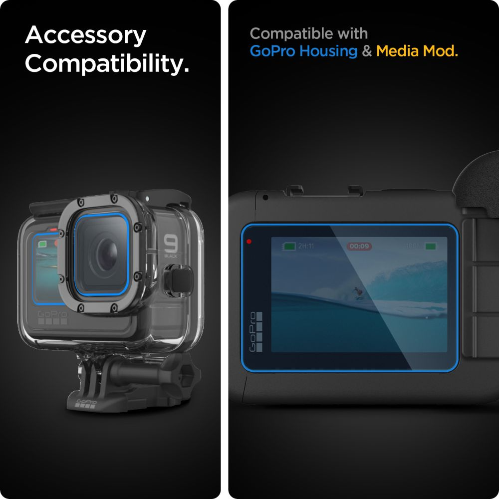 pigen Glas.TR Slim + Film Gopro Hero 9 / 10 / 11 / 12 Clear [2 PACK]