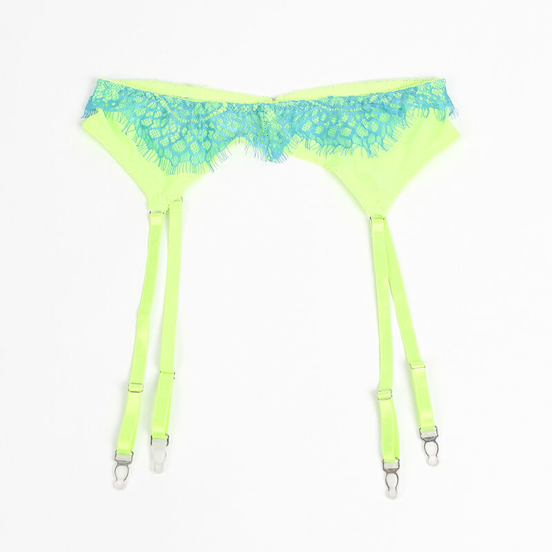 SUBBLIME - 955311 SET OF BRA WITH LACE AND GARTER LINES GREEN AND BLUE S/M