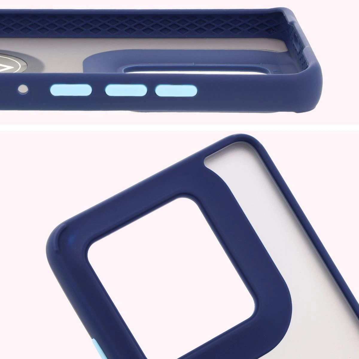 Bizon Case Hybrid Ring Motorola Edge 50 Ultra smoky with a navy blue frame