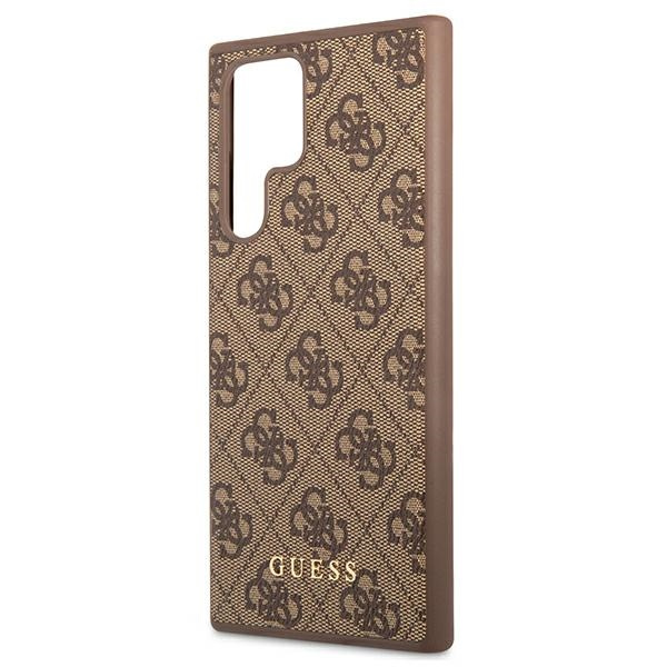 Guess GUHCS22LG4GFBR Samsung Galaxy S22 Ultra brown hard case 4G Metal Gold Logo