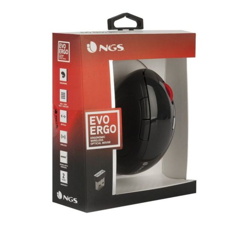 Schnurlose Mouse NGS EVO ERGO Plug and play Schwarz