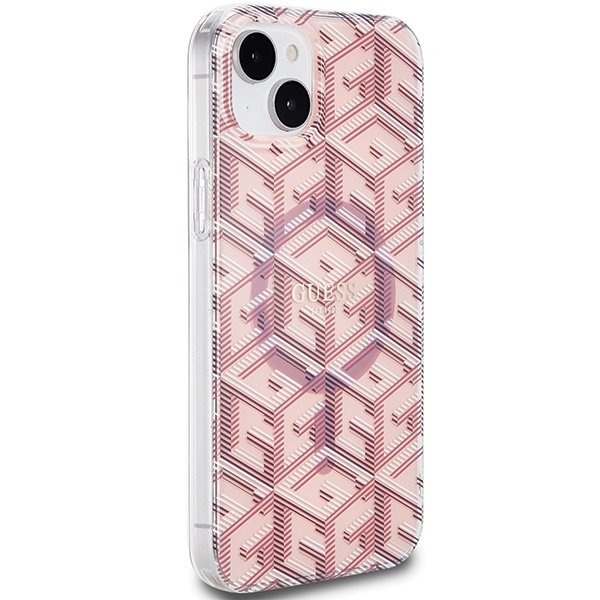 Guess GUHMP15SHGCUSTGP Apple iPhone 15 / 14 hardcase IML GCube MagSafe pink
