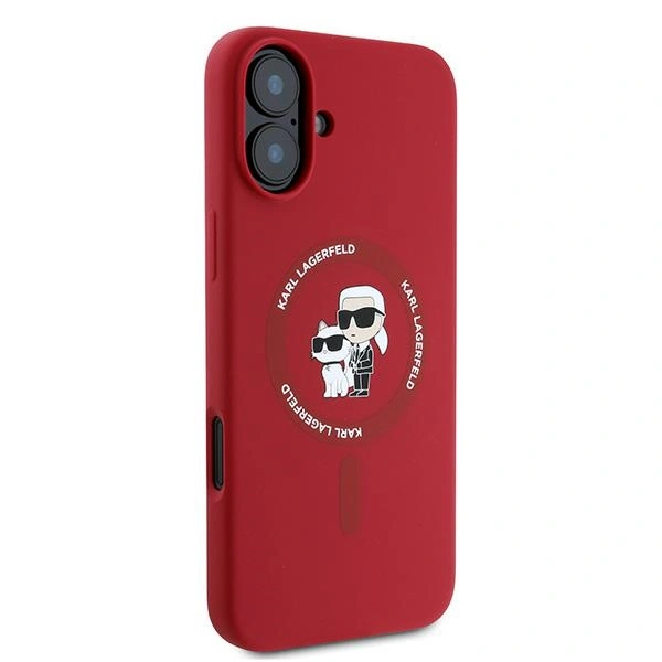 Case Karl Lagerfeld KLHMP16MSCMKCRHR Apple iPhone 16 Plus hardcase Silicone Karl&Choupette Heads Ring MagSafe red